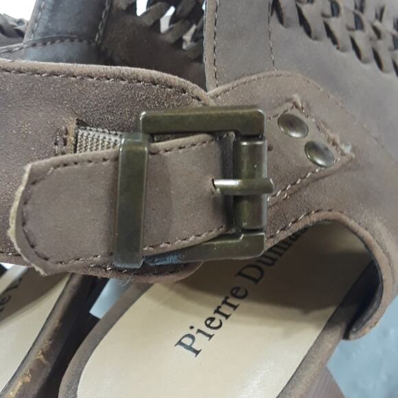 Pierre Dumas Womens Sz 10 Aria Brown Peep Toe Block Heel Sandals - Picture 5 of 12